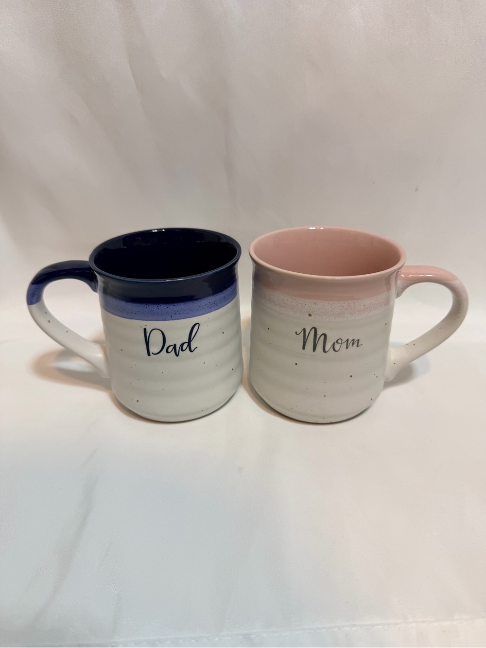 Mom and Dad Ceramic Coffee Mugs - Pink & Navy